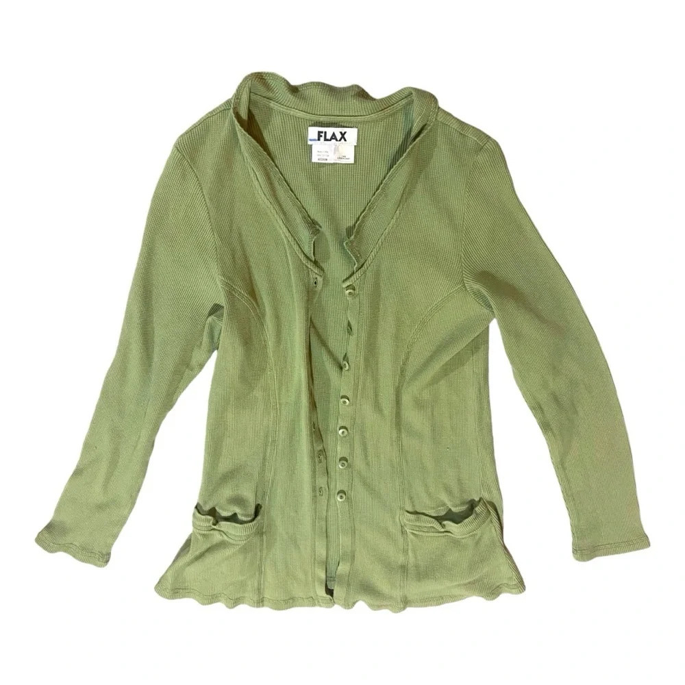 Flax Matching Shell Cardigan Set Waffle Fabric 10… - image 2